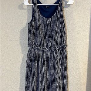 Navy and White Sleeveless Dress